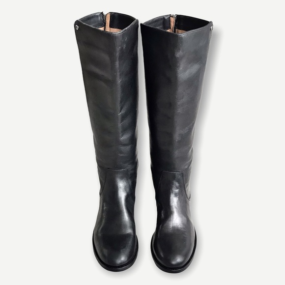 $398 Frye Melissa Stud Black Back Zip Tall Real Leather Black Knee High Boot - Picture 8 of 16